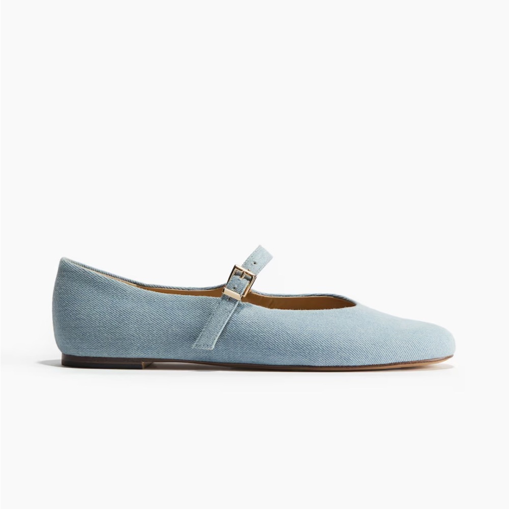 H&M Sky Blue Denim Mary Jane Flats - Picture 2 of 3